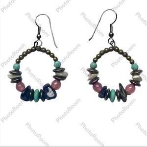 Lapis lazuli and turquoise dangle earrings in euc